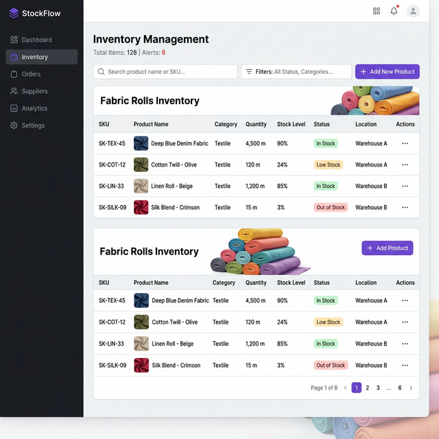 Sistema de controle de estoque para confecções - gestão de materiais