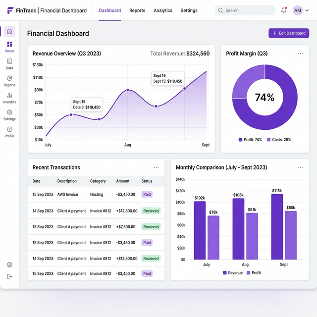 Dashboard financeiro para confecções - controle de custos e receitas